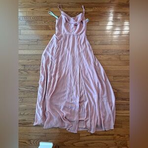 Elegant Blush Pink Maxi Dress - Women's Flowy Evening Gown